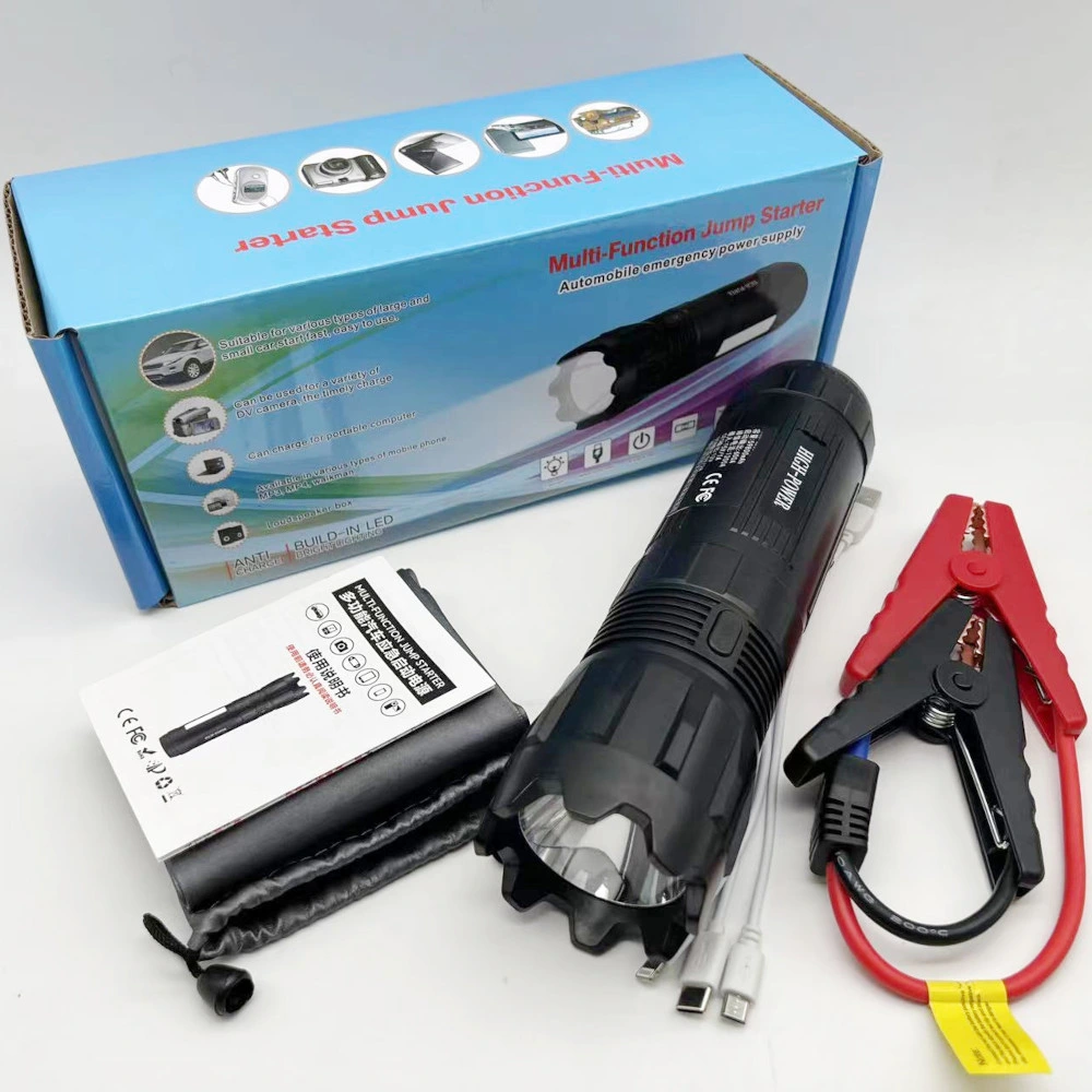 12V 300A-600A Car Jump Starter with LED Flashlight and Power Bank